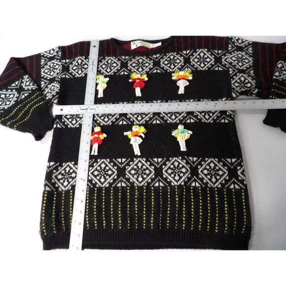 Western Connection Sweater Medium Dolls 3D 80s Knit Art to Wear Funky Weird - Picture 11 of 14